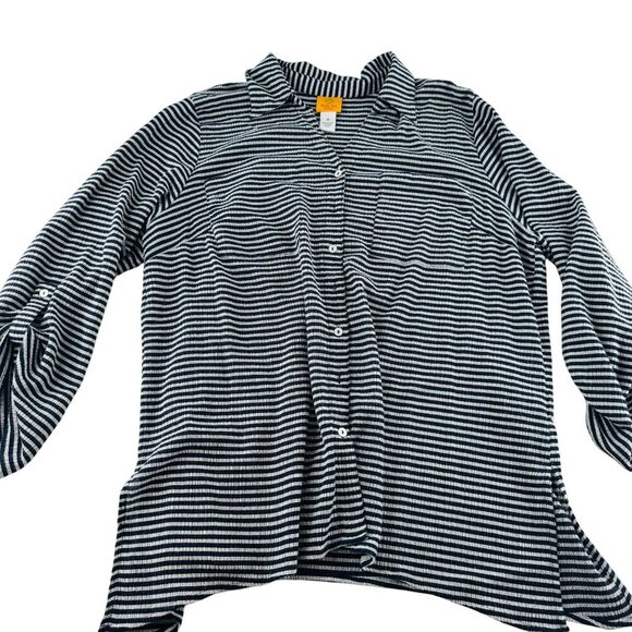 Ruby Rd. Womens Striped Button-Down Shirt Size 1X Polyester/Rayon/Spandex - Picture 1 of 5